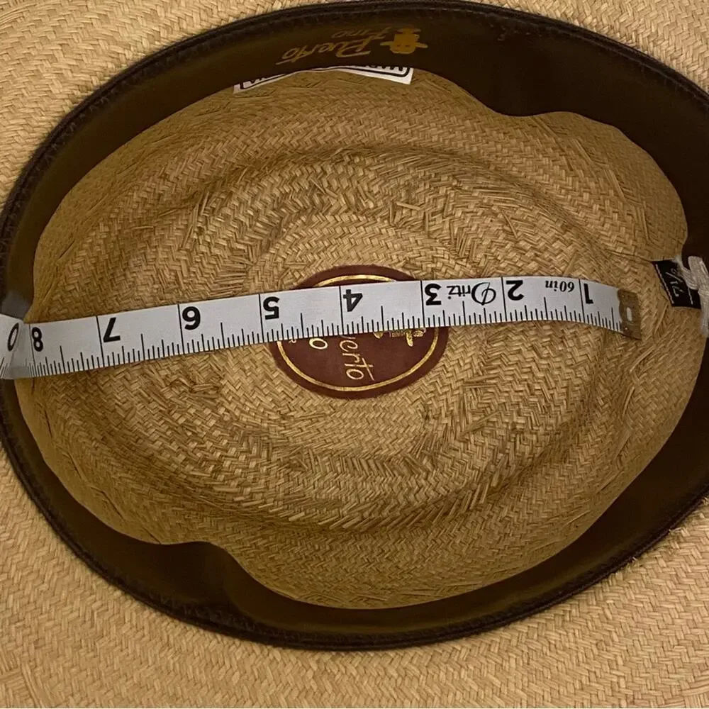 Puerto Fino Colombian Straw Hat Size 7 1/2 Tan Fedora